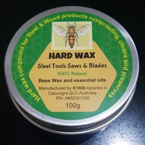 100 gram Tin - Hard Wax for Steel and Wood. 100% Natural. Organic Bees Wax.  Introductory Offer!