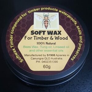 60 gram Large Tin - Soft Wax for Knife Handles - 100% Natural. Organic Bees Wax.  Sale - Introductory Offer!