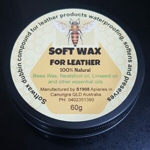 60 gram Large Tin - Soft Wax for Leather. 100% Natural. Organic Bees Wax.  Introductory Offer!
